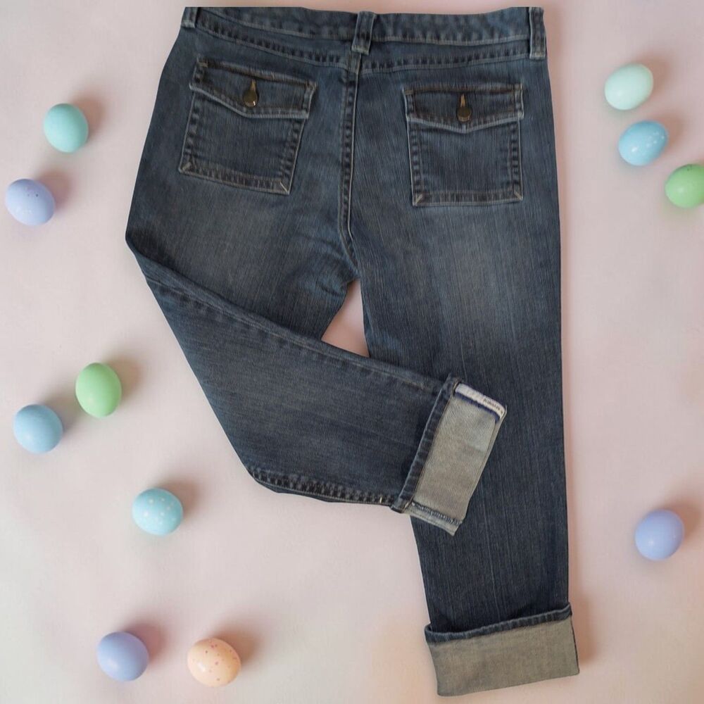 Banana Republic Jeans Womens 10 Cuffed Crop Ankle Denim Flap Back Pockets